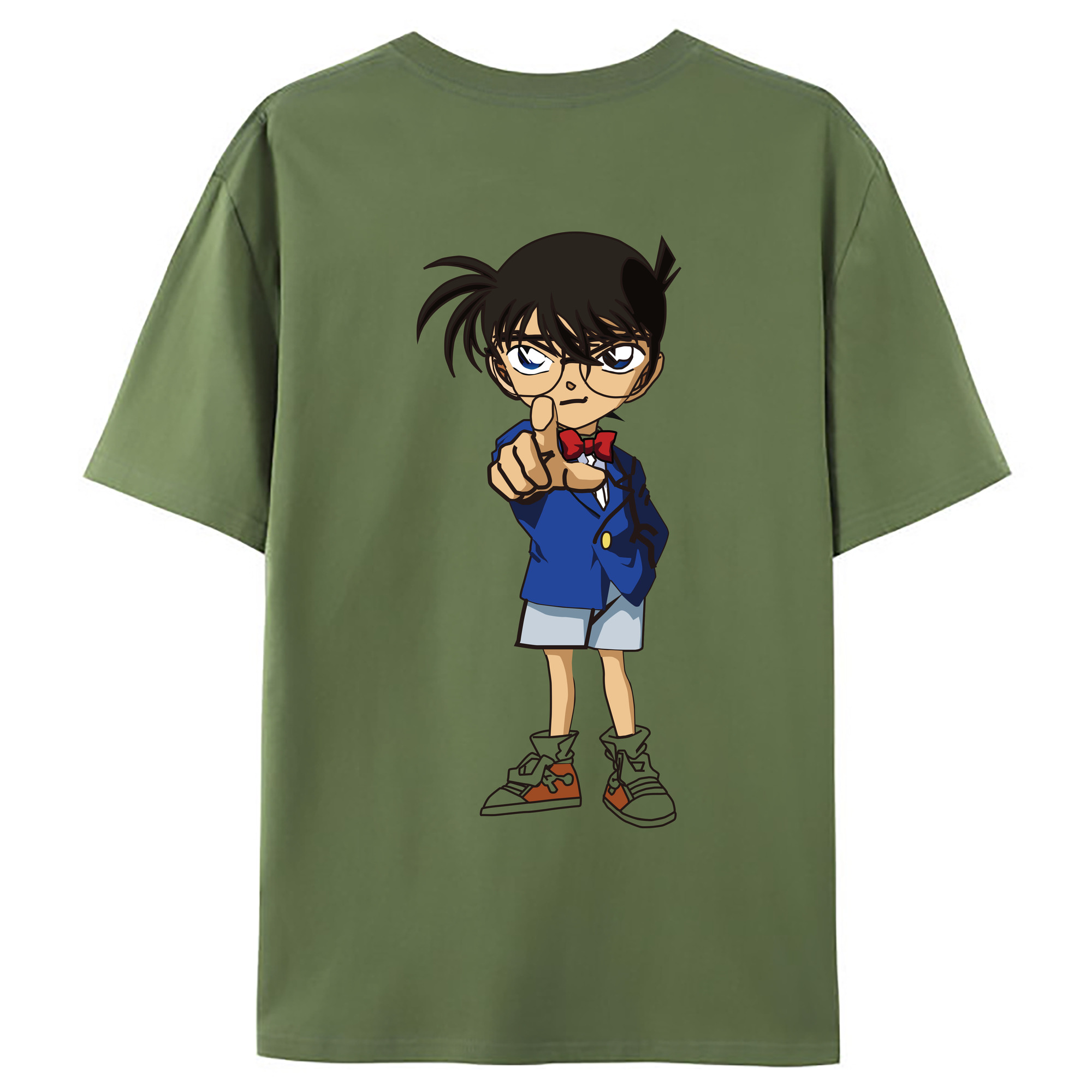 （画像用） 名探偵コナン 江戸川 コナン Detective Conan Conan Edogawa 綿100％ メンズ半袖Tシャツ（バックプリント） 通気性
